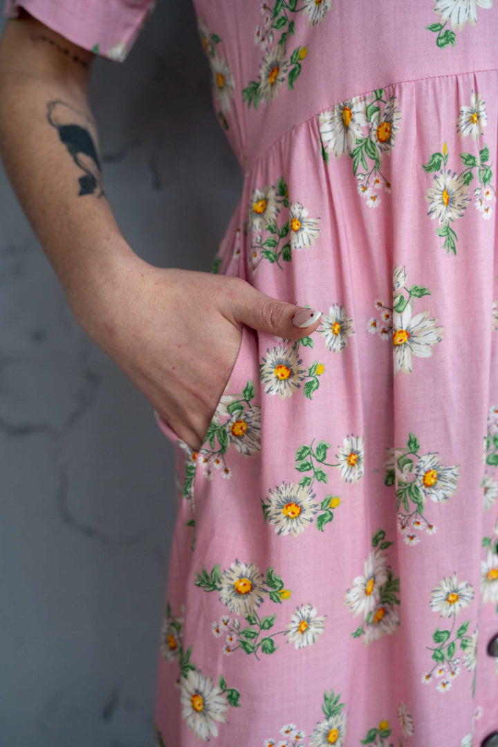 שמלת יולי שרוול פינק דייזיס