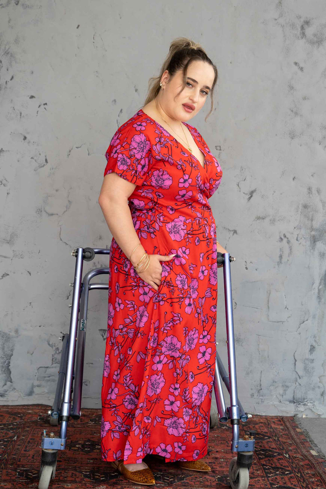 שמלת גיישה אדומה פרחי פרג