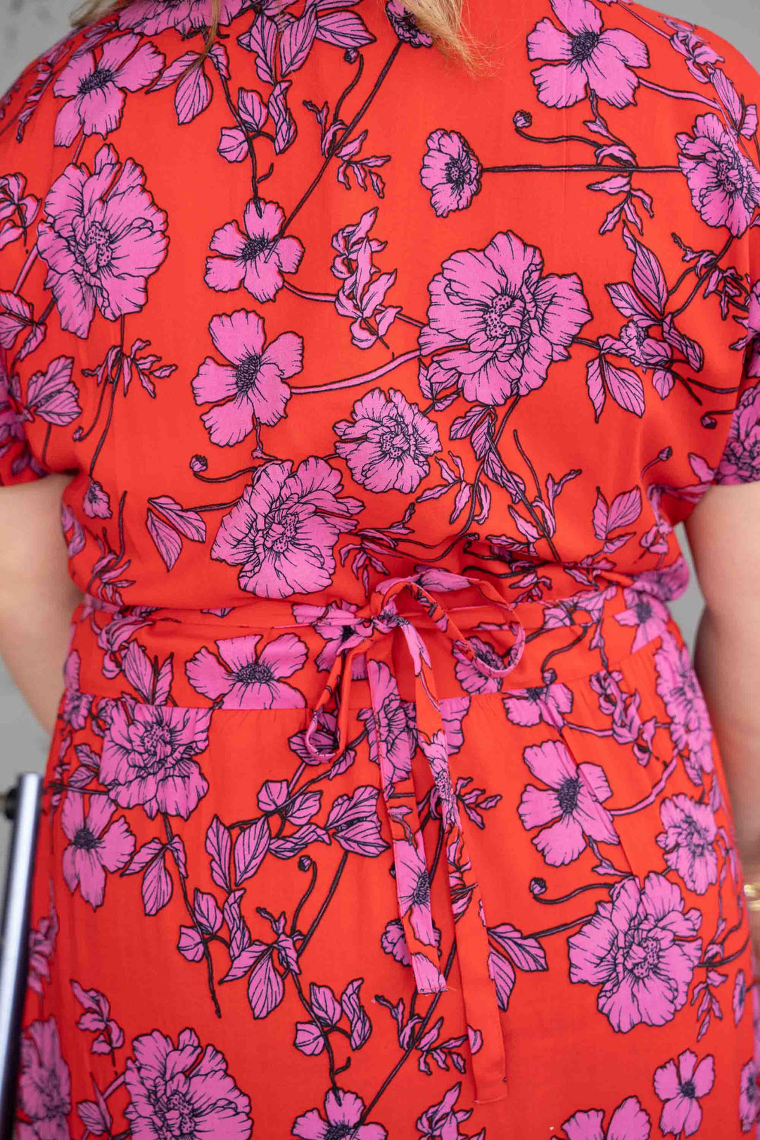 שמלת גיישה אדומה פרחי פרג