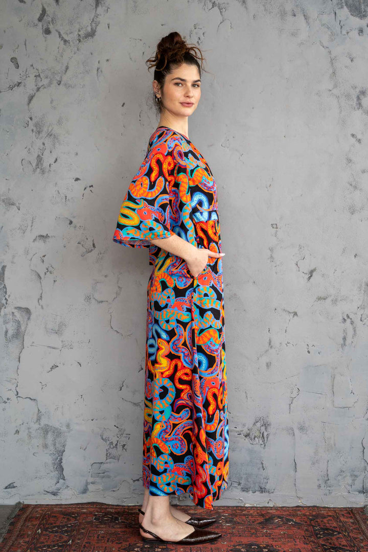 שמלת קימונו מקסי אומנות הפיתוי