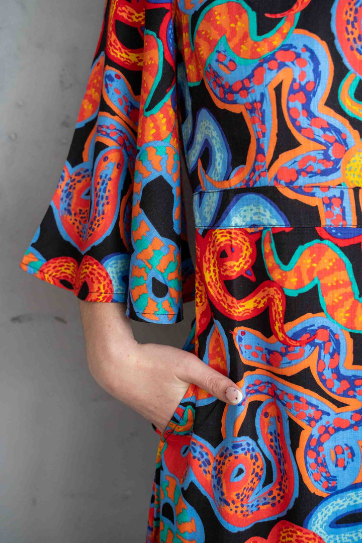 שמלת קימונו מקסי אומנות הפיתוי