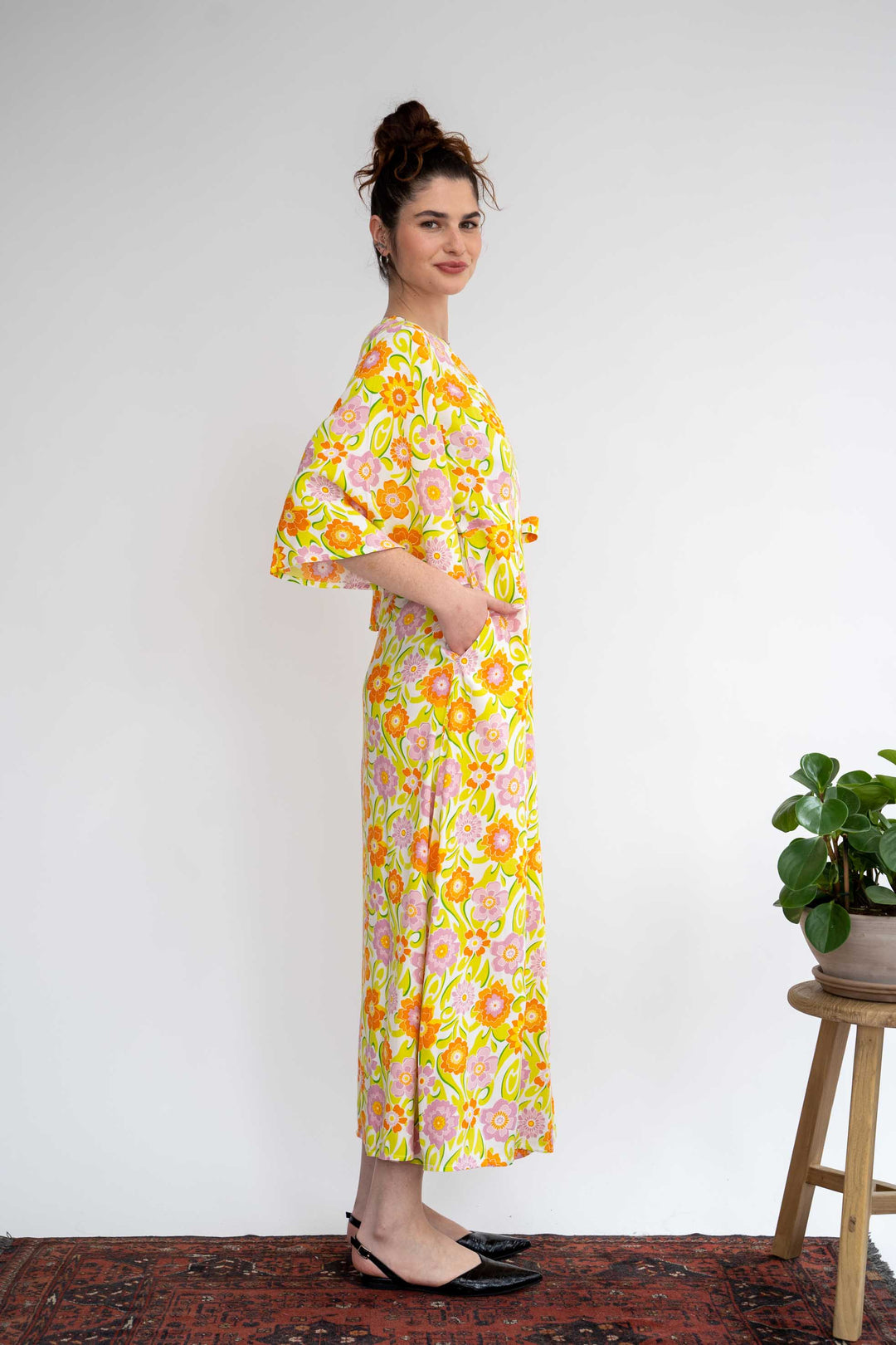 שמלת קימונו מקסי ילדת פרחים