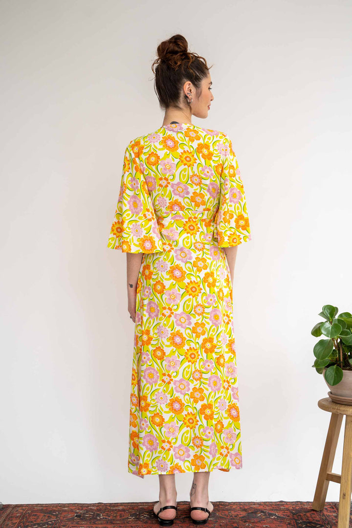 שמלת קימונו מקסי ילדת פרחים