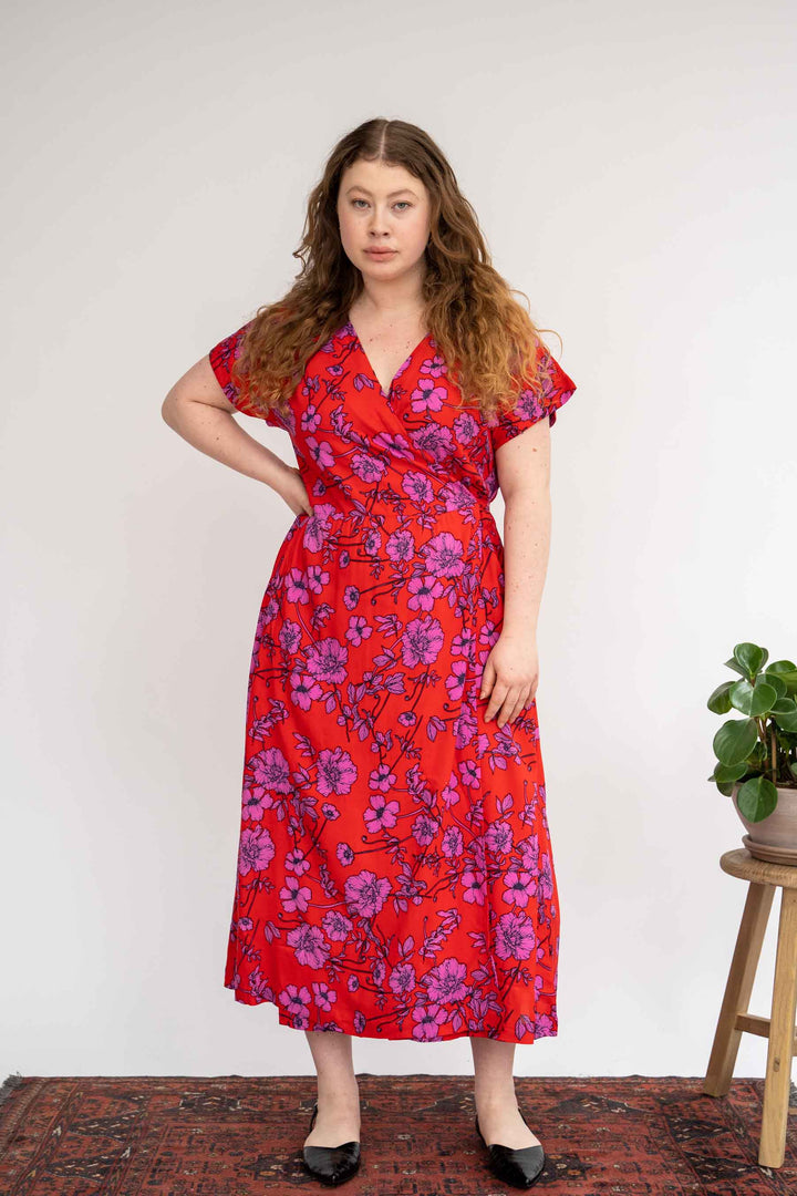 שמלת גיישה אדומה פרחי פרג