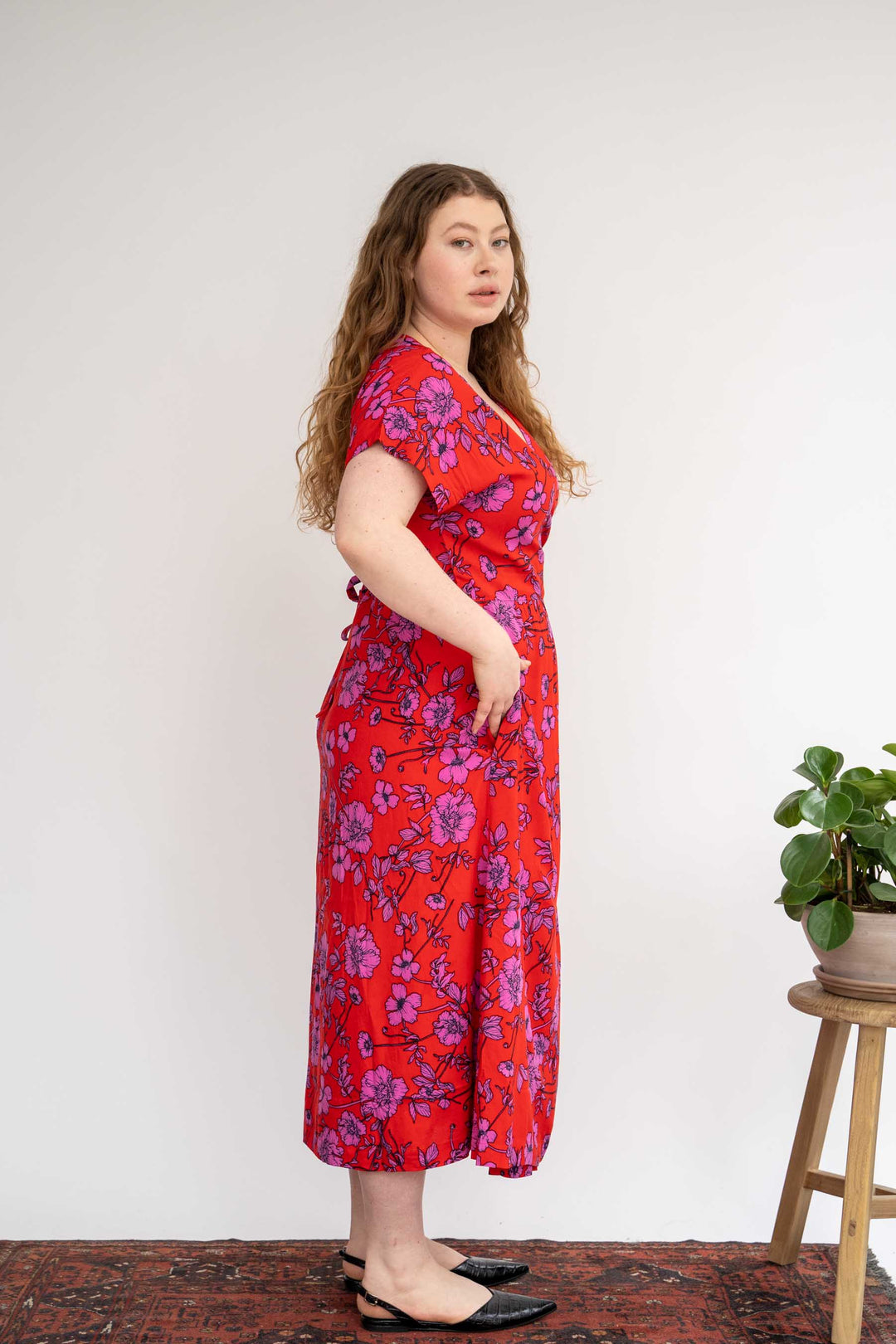 שמלת גיישה אדומה פרחי פרג