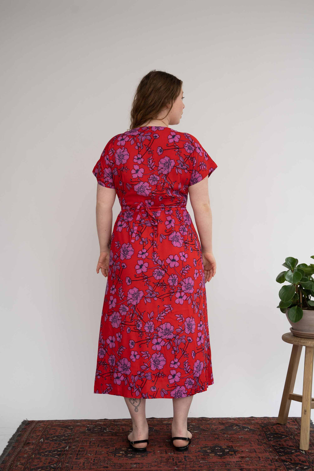 שמלת גיישה אדומה פרחי פרג