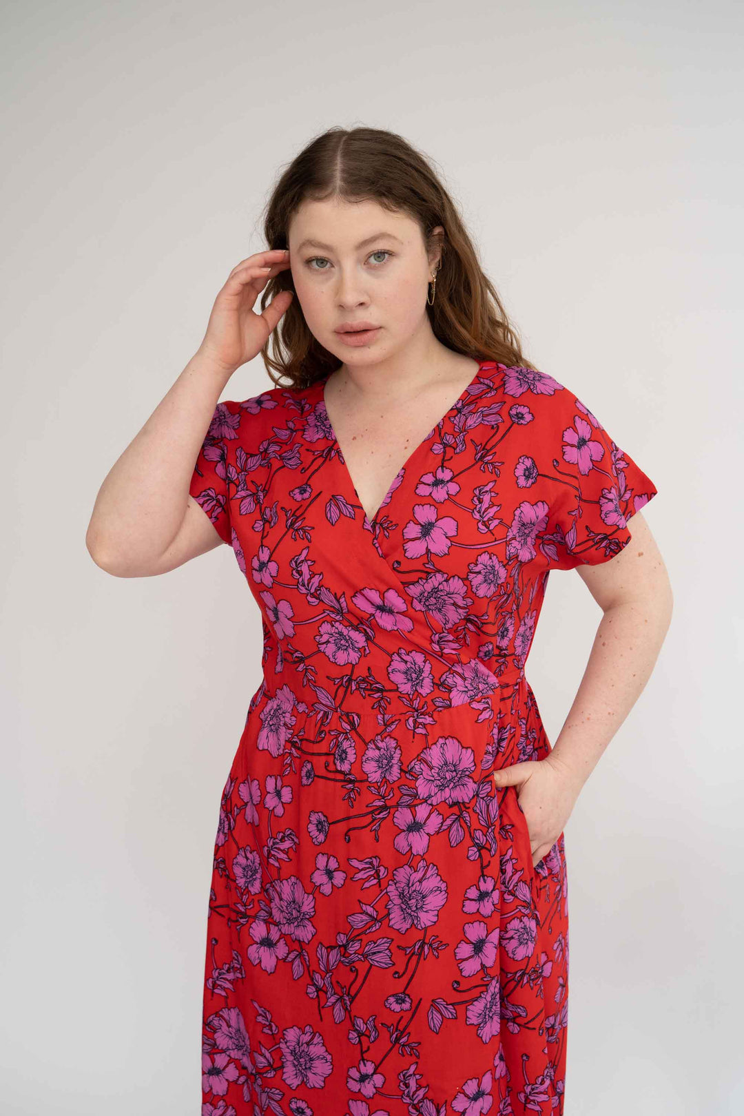 שמלת גיישה אדומה פרחי פרג